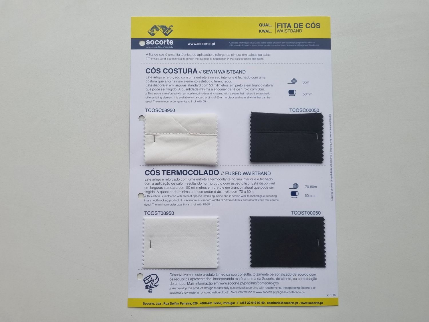 GCTCOS Amostras Cartaz Fita Cós Básicas