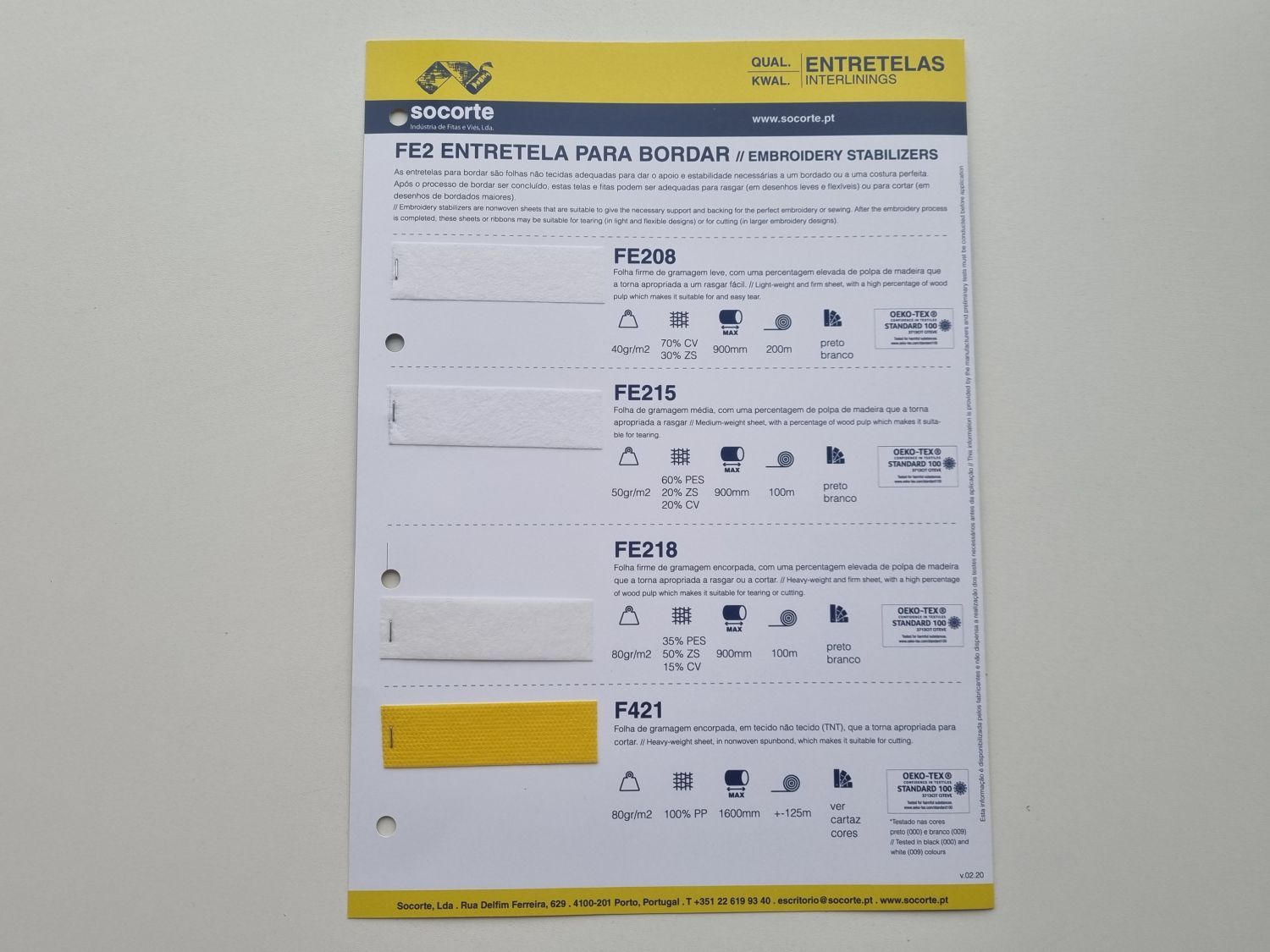 GFE2V001 Cartaz Amostras Entretelas Bordar