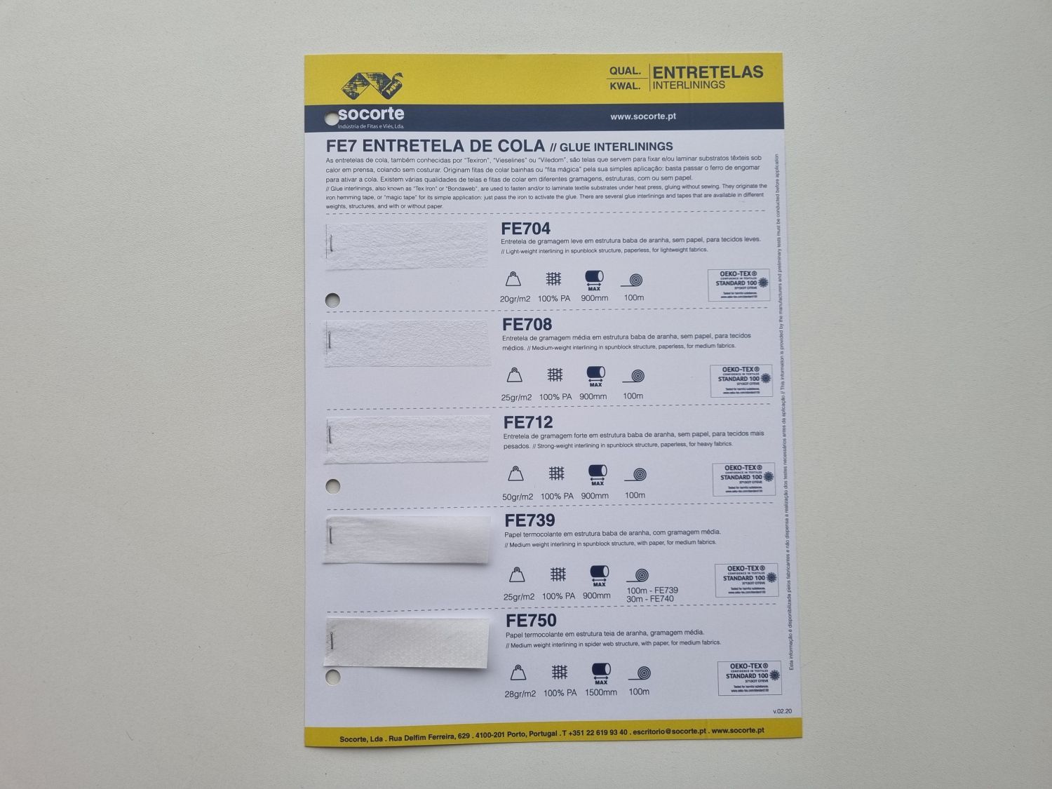 GFE2V002 Cartaz Amostras Entretelas de Cola